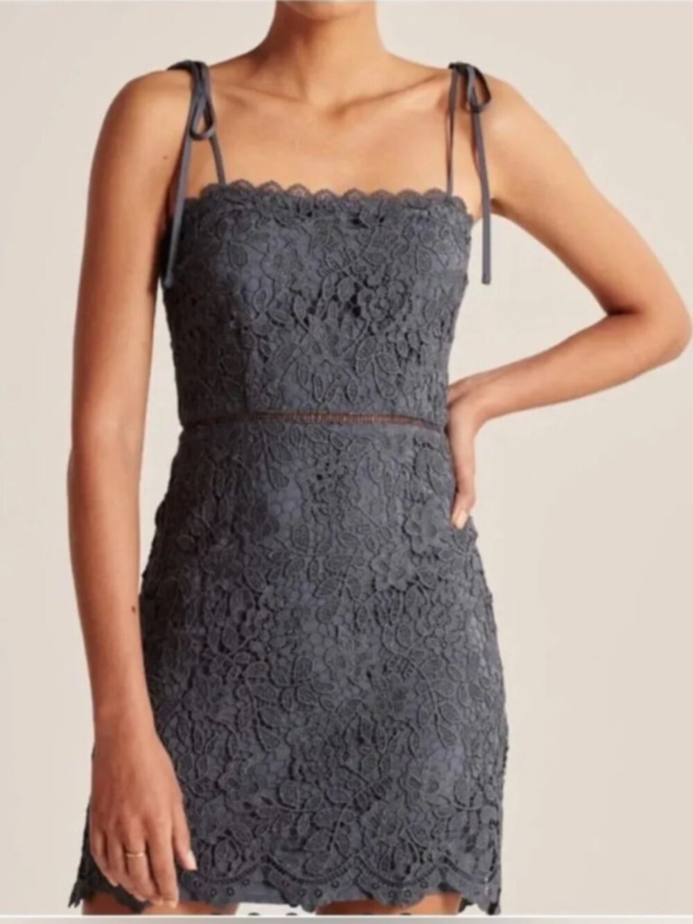 Abercrombie & Fitch Tie-Strap Lace Dress in Blue